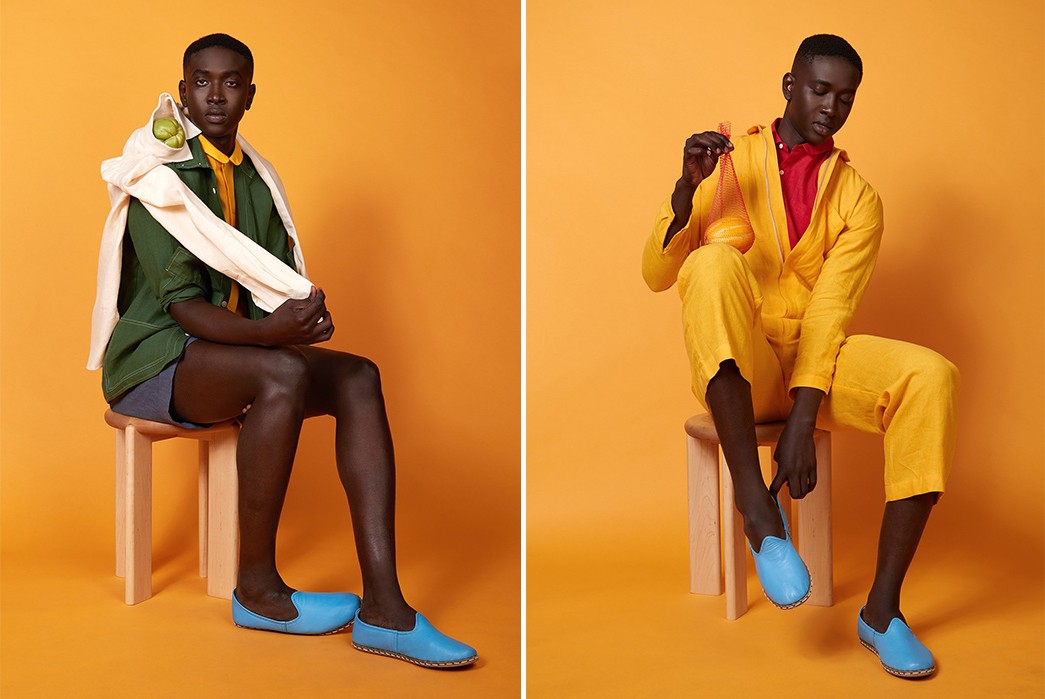 blluemade-releases-their-spring-summer-2018-collection-male-model-in-green-shirt-and-in-yellow-with-blue-shooes