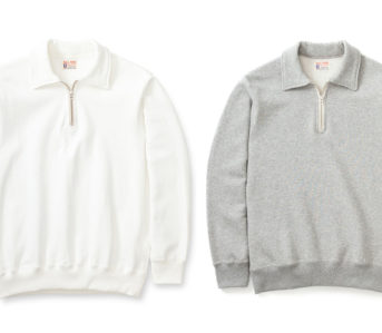 the-real-mccoys-quarter-zip-sweatshirts-white-and-grey-front-collars