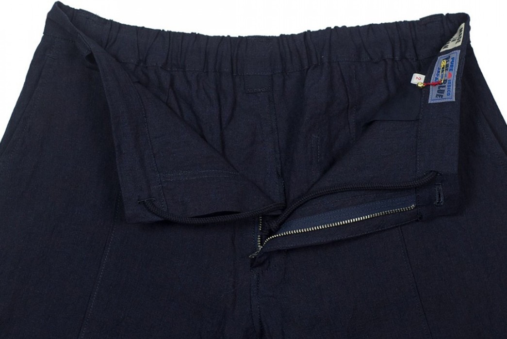Blue-Blue-Japan-Indigo-Dyed-Linen-Chambray-Center-Seam-Easy-Pants-front-top-open-two-sides