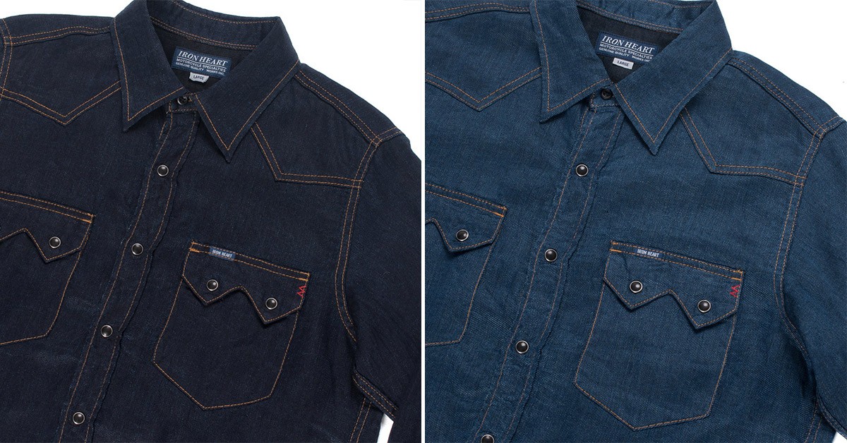 Iron Heart's Denim Sawtooth Western Shirts are Only 6.5oz. and All Linen