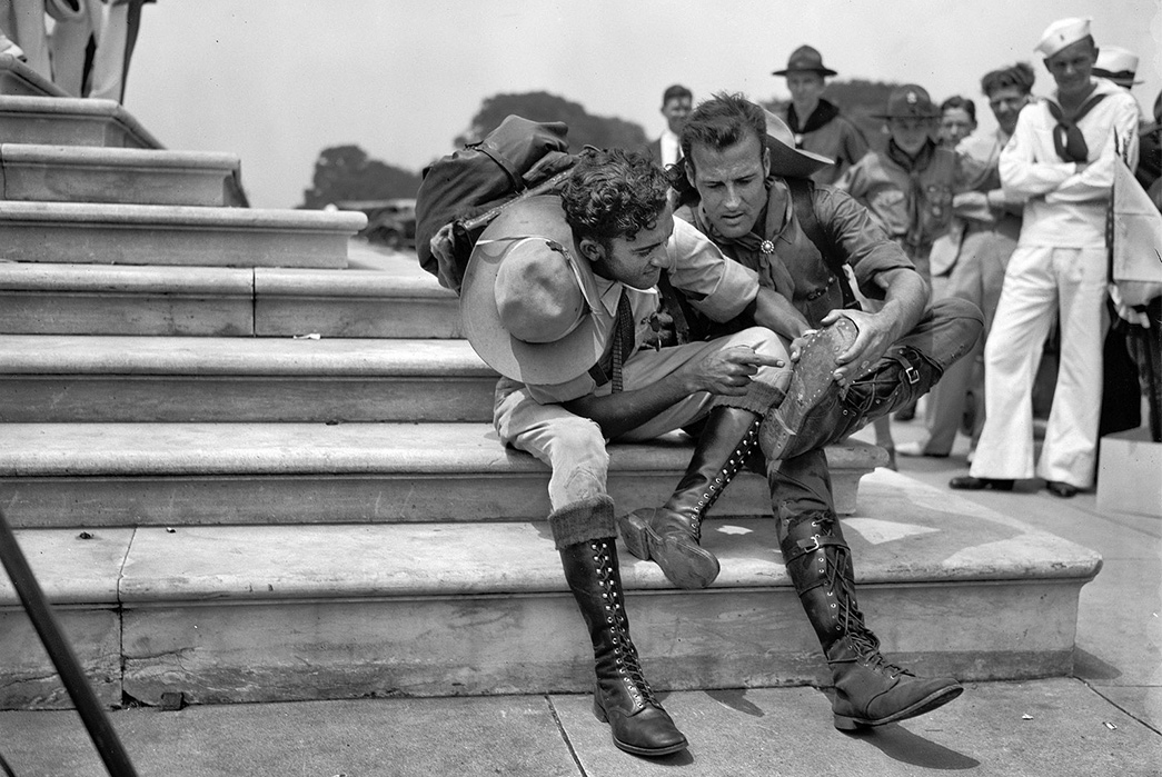 Evolution-of-Hiking-Boots-Leather-boots-and-rubber-soles-at-the-1937-Boy-Scout-Jamboree.-Image-via-Reddit.