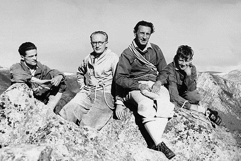 Evolution-of-Hiking-Boots-Prolific-hiker-and-founder-of-Vibram,-Vitale-Bramani-(second-from-right).-Image-via-Heddels.