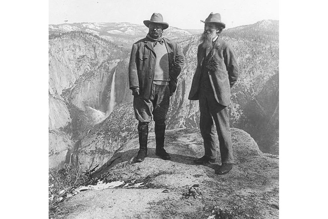 Evolution-of-Hiking-Boots John Muir and Teddy Roosevelt in Yosemite, 1903. Image via collectors weekly.