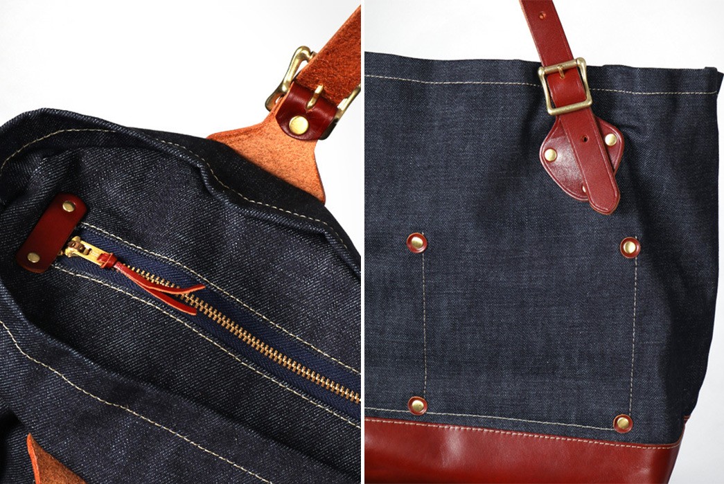 Japan-Blue-Denim-and-Leather-Tote-Bag-zipper-and-side-detailed