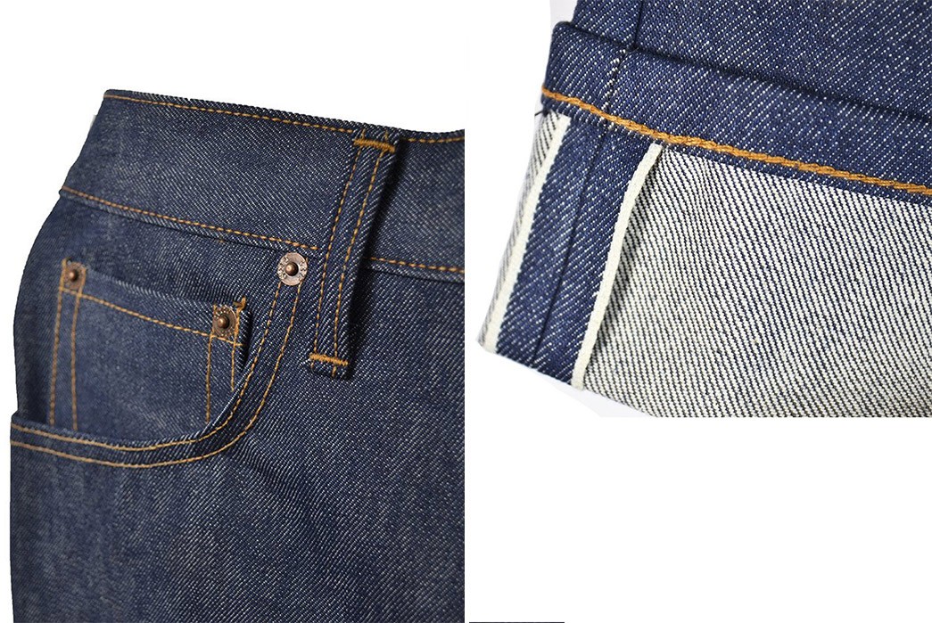 Left-Field-Cone-Mills-White-Oak-Natural-Indigo-Jeans-front-top-right-pockets-and-leg-selvedges
