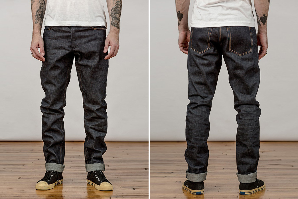 Left-Field-NYC-Charles-Atlas-13-oz.-Cone-Mills-Raw-Denim-Jeans-model-front-back