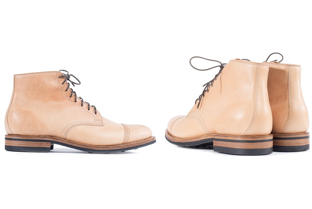 Perforated-Cap-Toe-Boots---Five-Plus-One-Plus-One---Viberg-Natural-Horsehide-Derby-Boot