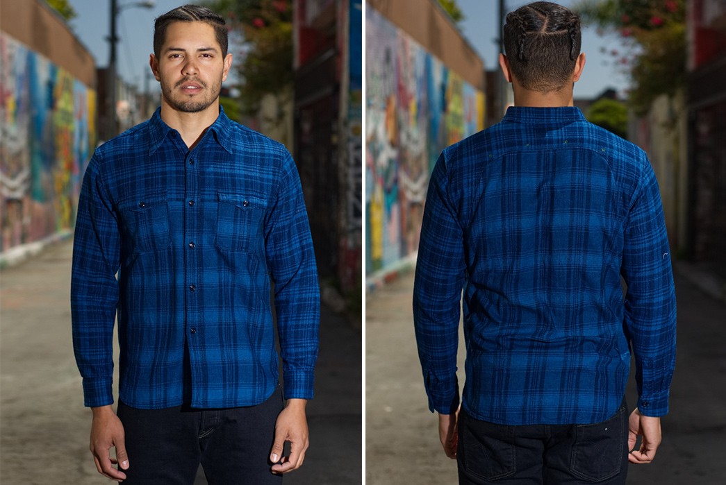 Stevenson-Doubles-Up-on-Plaid-with-Their-Indigo-Dyed-Flannel-Smith-Shirt-model-front-back