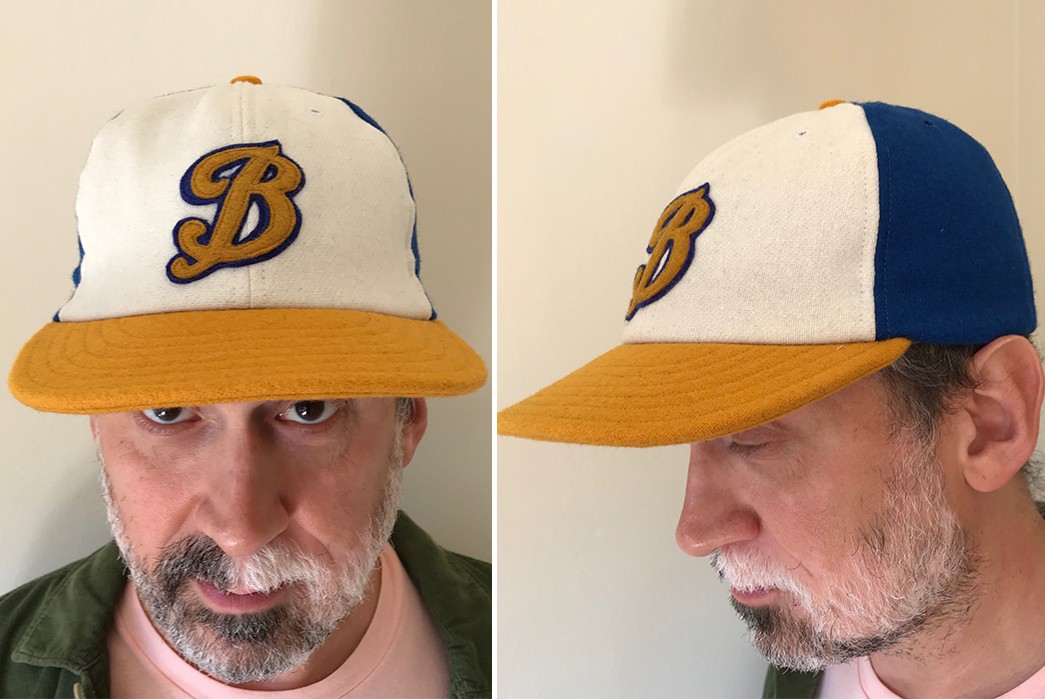 Vintage-Style-Baseball-Caps---Five-Plus-One-(Plus-One-More!)-white-blue-yellow-2-front-side