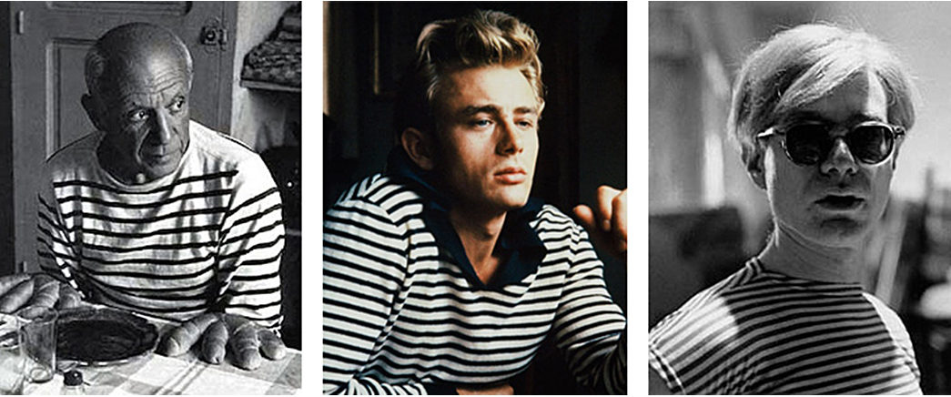 Breton-Stripes---France's-Horizontal-Contribution-to-Workwear-Pablo-Picasso,-James-Dean,-and-Andy-Warhol-in-Breton-Shirts-via-M69-Barcelona