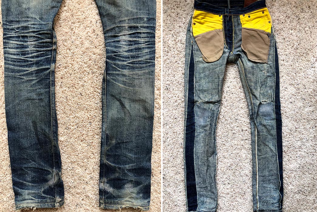 Fade-of-the-Day---Sugar-Cane-x-Self-Edge-SEXSC06-(3-Years,-3-Washes,-1-Soak)-back-legs-and-inside-front