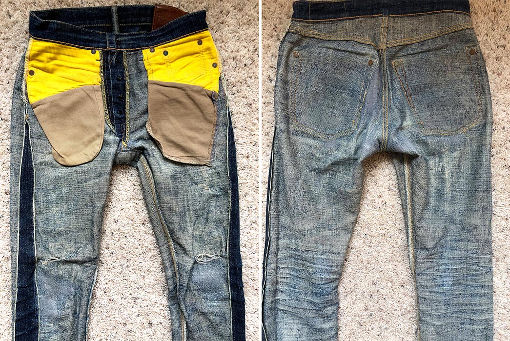 Fade-of-the-Day---Sugar-Cane-x-Self-Edge-SEXSC06-(3-Years,-3-Washes,-1-Soak)-front-back-inside