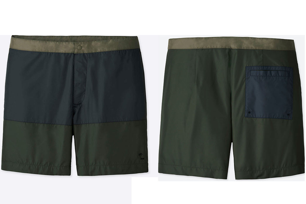 (Relatively)-Inexpensive-Swimsuits---Five-Plus-One 1) Uniqlo x Tomas Maier Swim Shorts