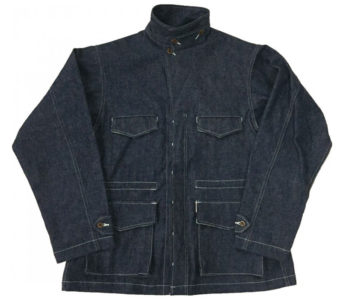 Samurai's-Latest-Updates-the-French-M47-Jacket-in-10oz.-Denim-front-blue