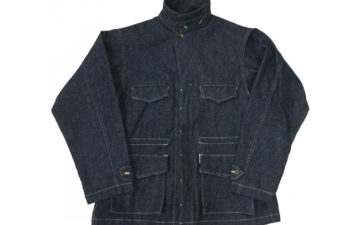 Samurai's-Latest-Updates-the-French-M47-Jacket-in-10oz.-Denim-front-blue