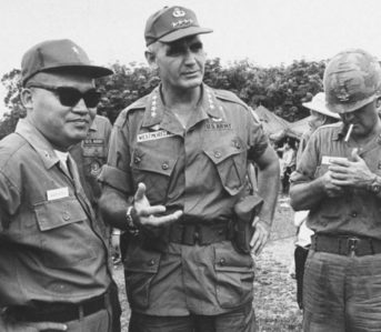 The-History-of-the-OG-107-Jungle-Jacket The OG-107, as worn by soldiers on either side of famous Napalm-enthusiast, General Westmoreland. Via Kubel 1943.