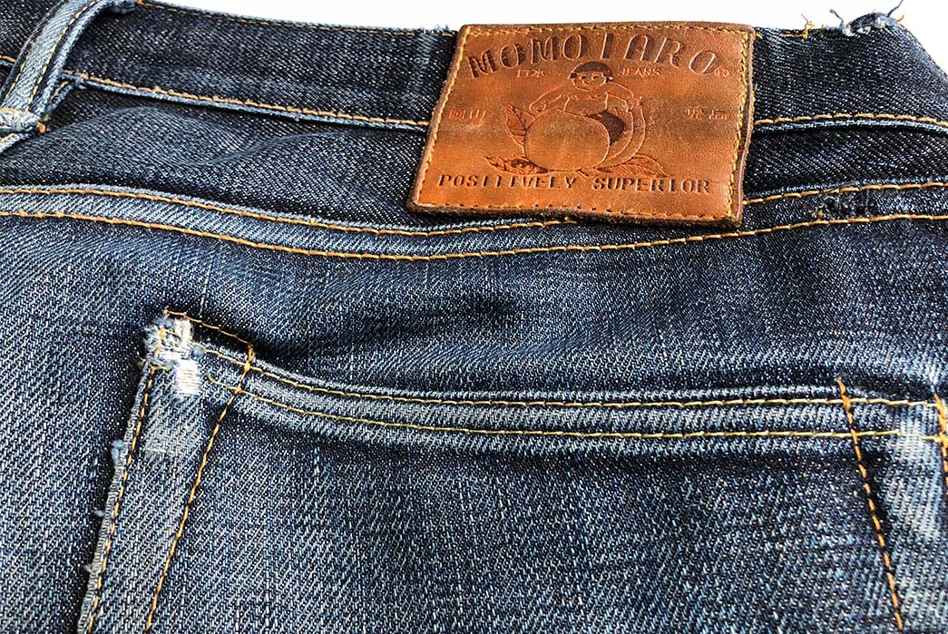 Fade-of-the-Day---Momotaro-0306-V-(1.5-Years,-1-Wash)-back-leather-patch