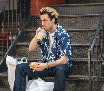 Self-Edge-Eats-Their-Way-Through-Regular-Lower-East-Side-Days-model-sitting-on-stairs