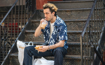 Self-Edge-Eats-Their-Way-Through-Regular-Lower-East-Side-Days-model-sitting-on-stairs