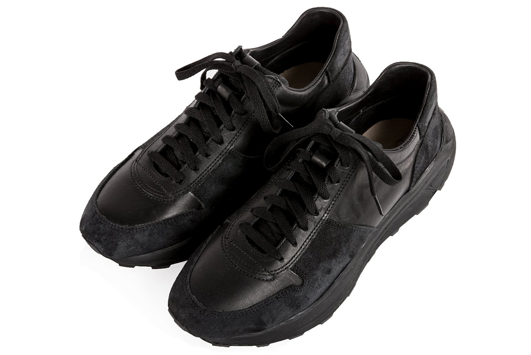 Viberg-Stitches-Up-Horsehide-Sneakers-black-pair-front-side