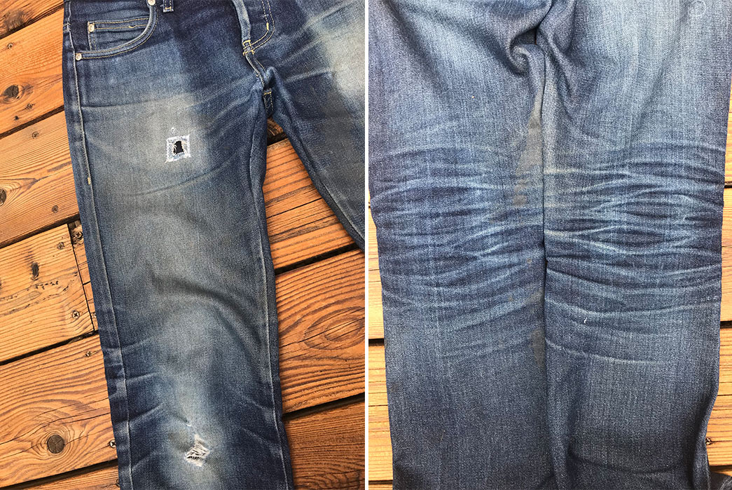 Fade-of-the-Day---Naked-&-Famous-Dry-Broken-Twill-11-oz.-(9-Months,-1-Wash,-6-Soaks)-front-back-detailed