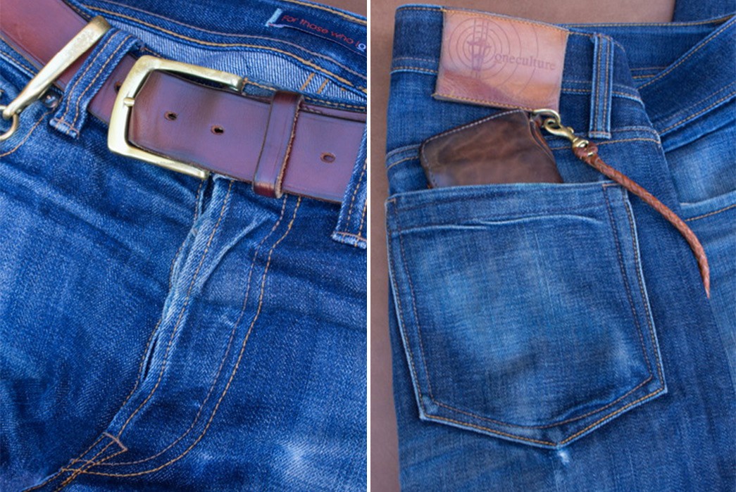 Fade-of-the-Day---Oneculture-Pulsar-Slim-Taper-(21-Months,-4-Washes)-front-top-and-back-right-pocket