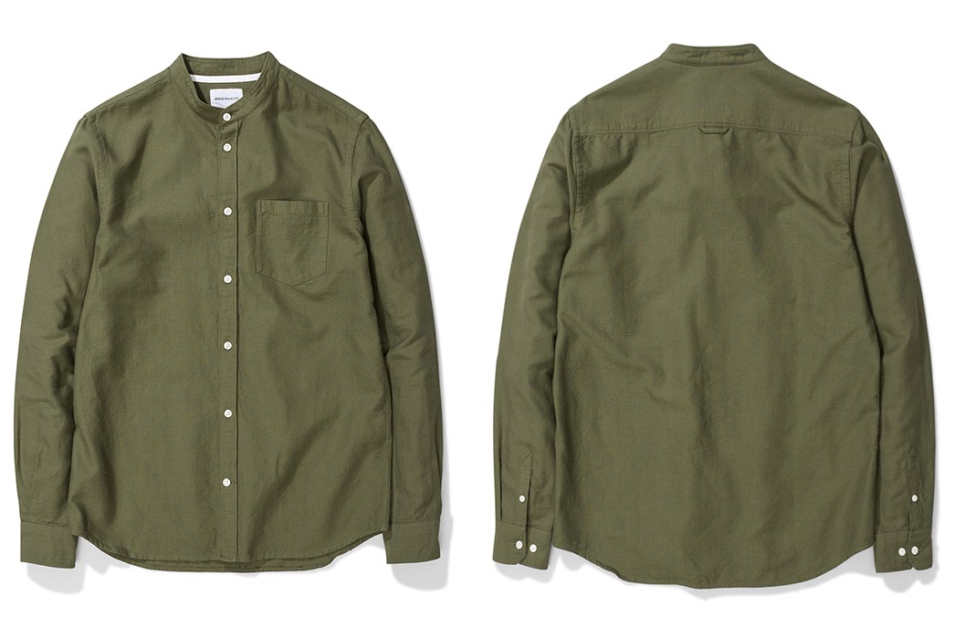 Long-Sleeve-Oxford-Cloth-Button-Downs---Five-Plus-One-Plus-One---Norse-Projects-Hans-Collarless-Ripstop-Oxford