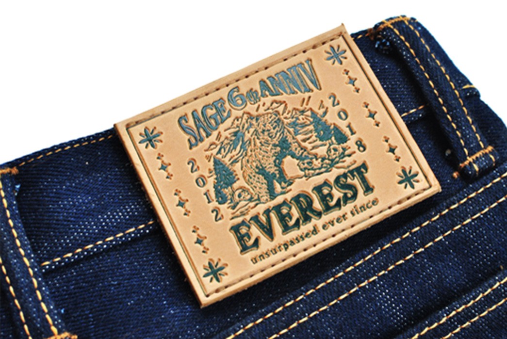 Sage's-6th-Anniversary-is-Celebrated-with-25oz.-Unsanforized-Selvedge-Denim-everest-back-leather-patch