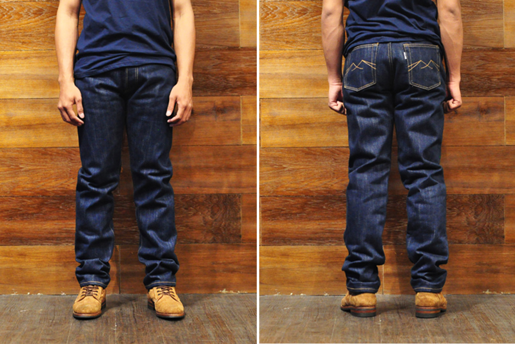 Sage's-6th-Anniversary-is-Celebrated-with-25oz.-Unsanforized-Selvedge-Denim-everest-slim-front-back-model