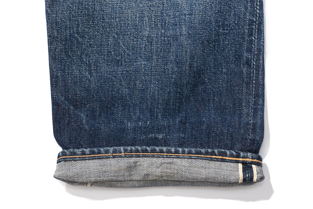 Warehouse's-Exclusive-Clutch-Cafe-Jeans-are-Limited-to-Just-50-Pairs-fade-leg-selvedge