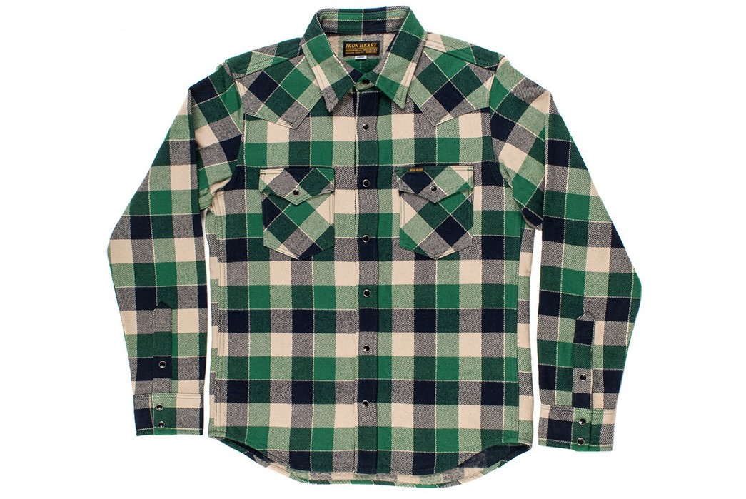 Fall-is-Back-and-so-are-Iron-Heart's-Ultra-Heavy-Flannels-front-green