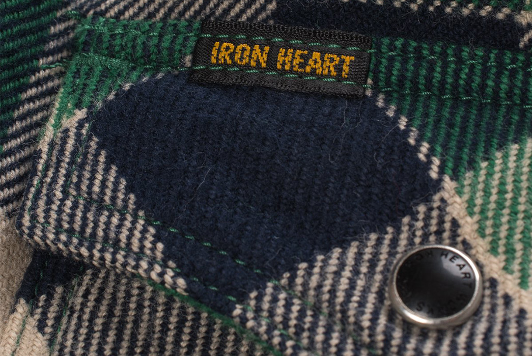 Fall-is-Back-and-so-are-Iron-Heart's-Ultra-Heavy-Flannels-front-pocket-with-brand-and-button-green