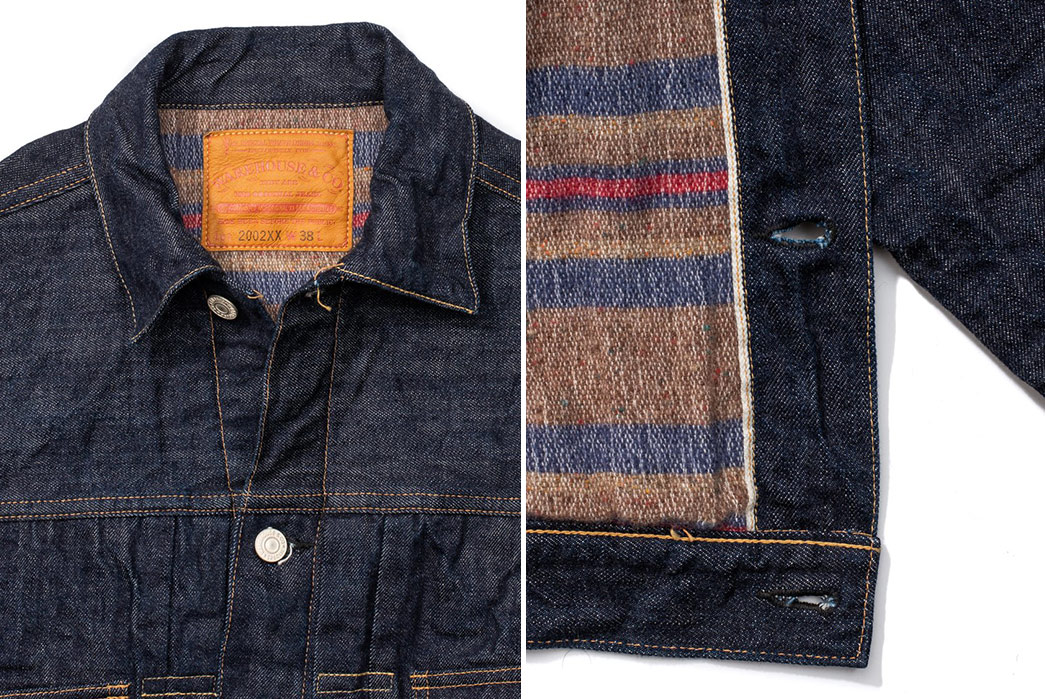 Warehouse-Blankets-Their-Trucker-Jackets-front-top-collar-and-inside-down-selvedge