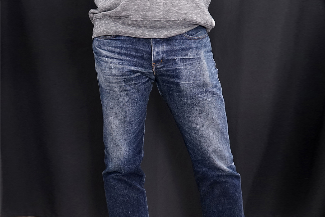 Fade-of-the-Day---Naked-&-Famous-Weird-Guy-Okayama-Spirit-3-(10-Months,-3-Washes,-1-Soak)-model-front