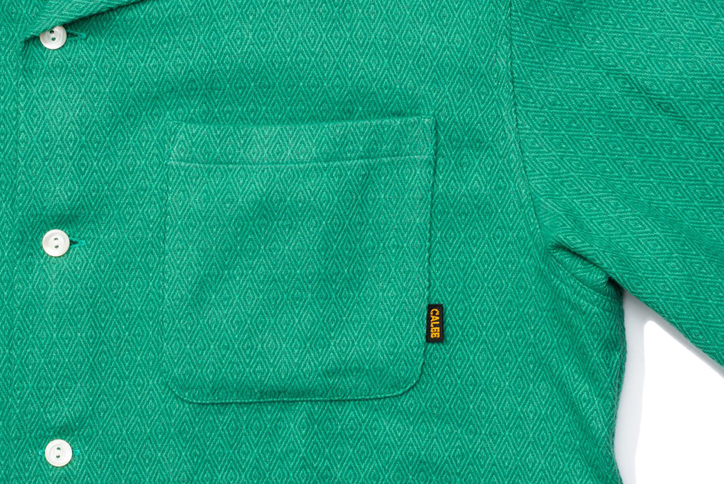 Calee-Open-Collar-Shirts-green-front-pocket