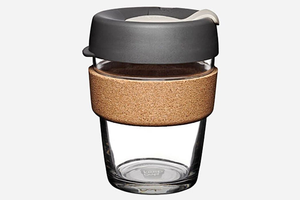 Living-More-Sustainably-Lifestyle-Choices-Keep-Cup-Medium-Press-cup-in-glass-and-cork,-available-for-$36-from-Keep-Cup.