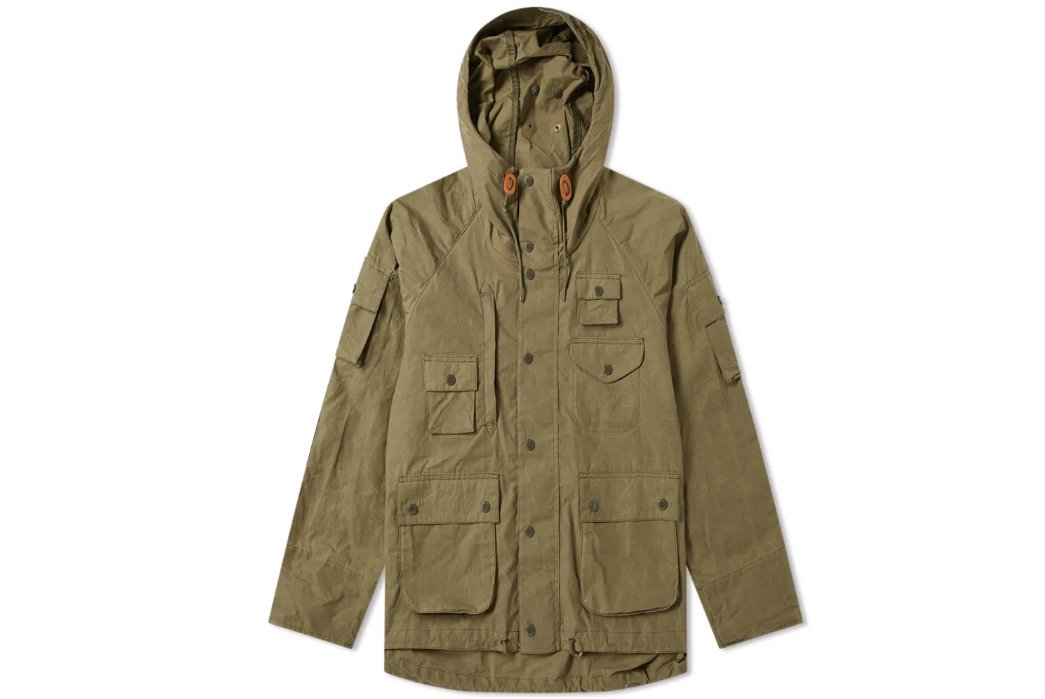 Barbour-x-Engineered-Garments-Jackets-grey-green-front-with-hood