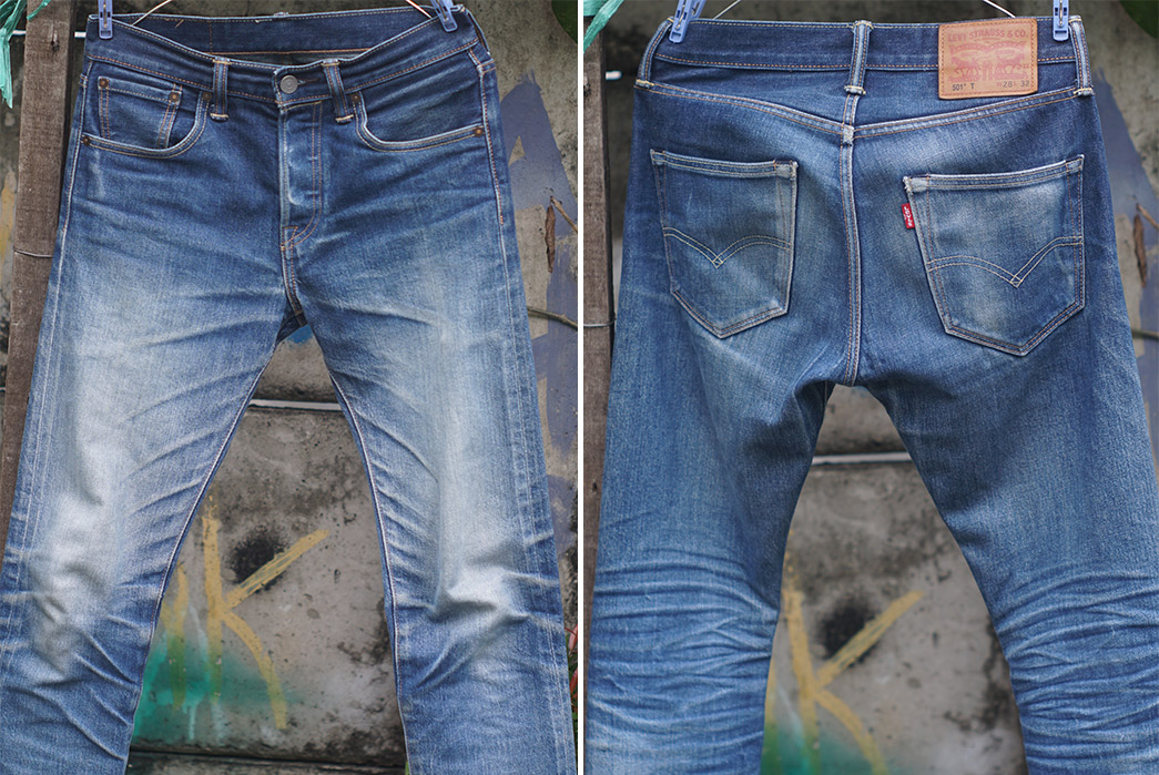 Fade-of-the-Day---Levi's-501-(10-Months,-8-Washes,-3-Soaks)-front-back-top