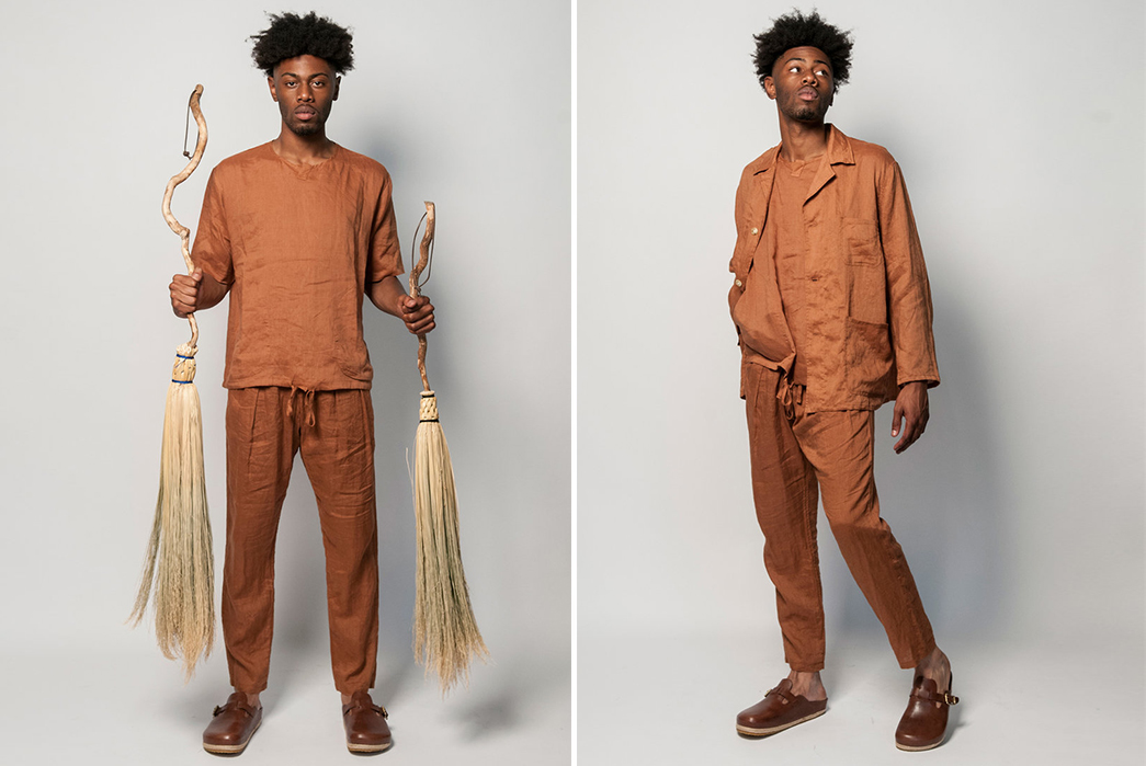 Monitaly-SS19-Lookbook-male-in-orange-with-broom-2