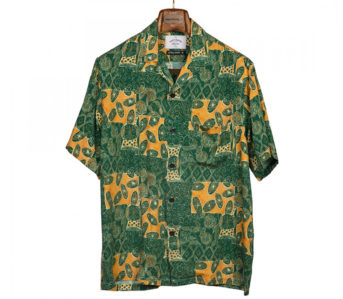 Portuguese-Flannel-Capri-Collar-Camp-Shirts-green-yellow-flowers-front