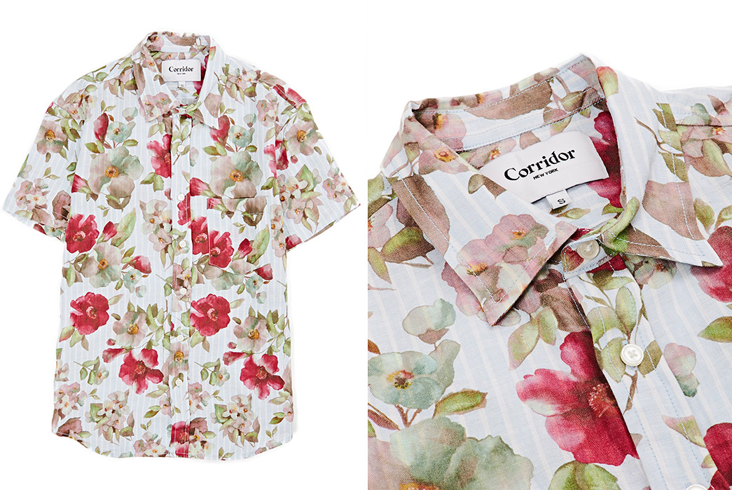 Corridor-Releases-the-First-Drop-of-Their-Spring-Shirting-red-flowers-and-white