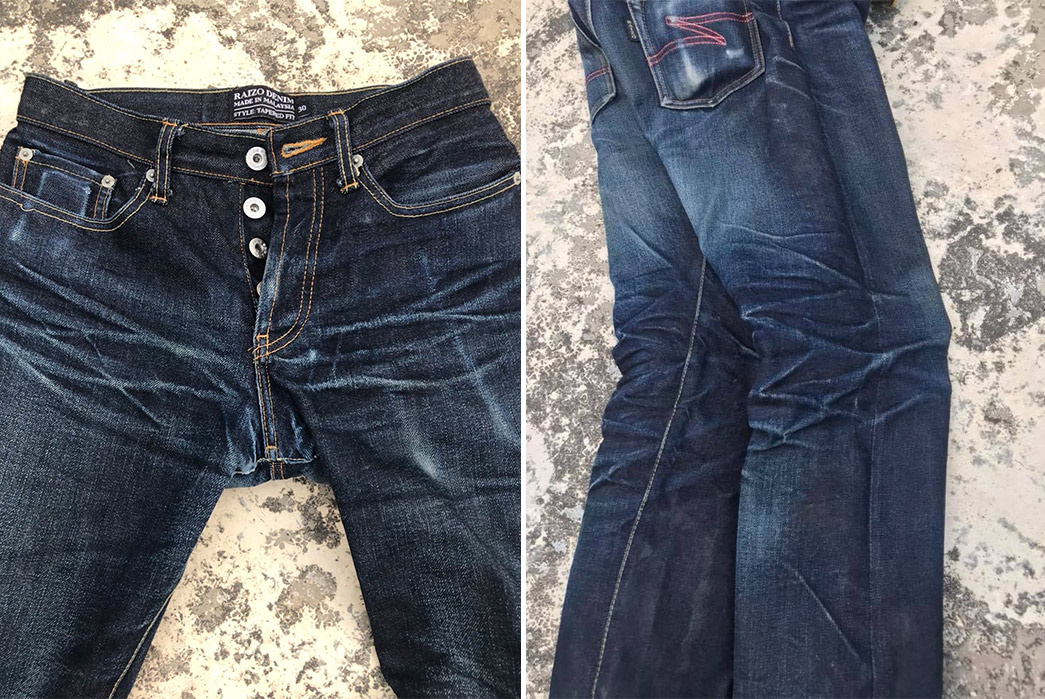 Fade-of-the-Day---Raizo-Denim-18-oz.-(10-Months,-1-Soak)-front-top-and-side