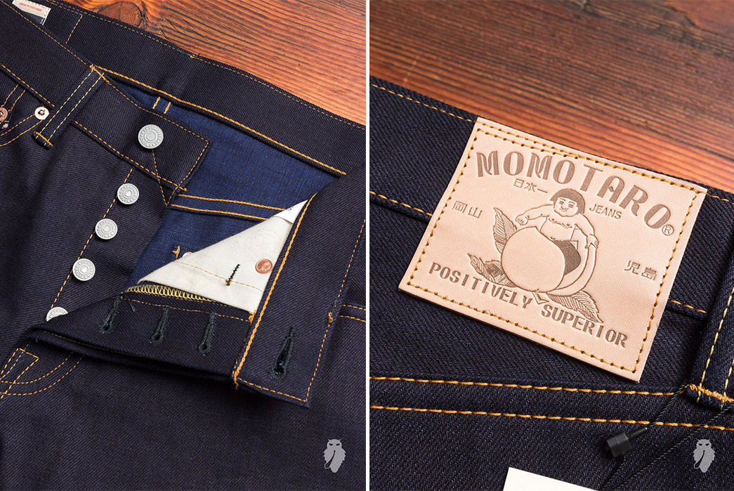 Momotaro-Double-Face-Denim-front-top-open-and-back-leather-patch-4
