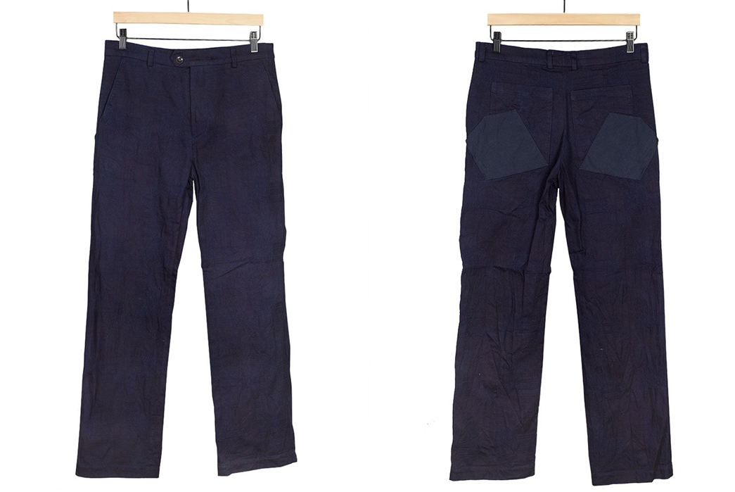 Patched-and-Patchworked-Pants---Five-Plus-One-Plus-One---Frank-Leder-Trousers-in-Overdyed-Navy-Patchwork
