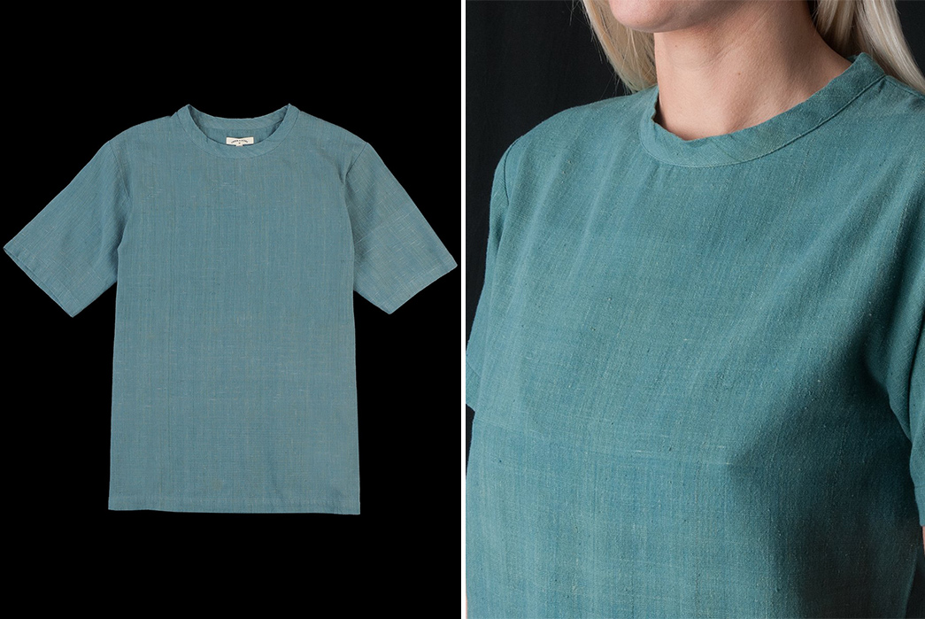 Umber-&-Ochre-Justice-Woven-Tees-front-light-blue-and-detailed