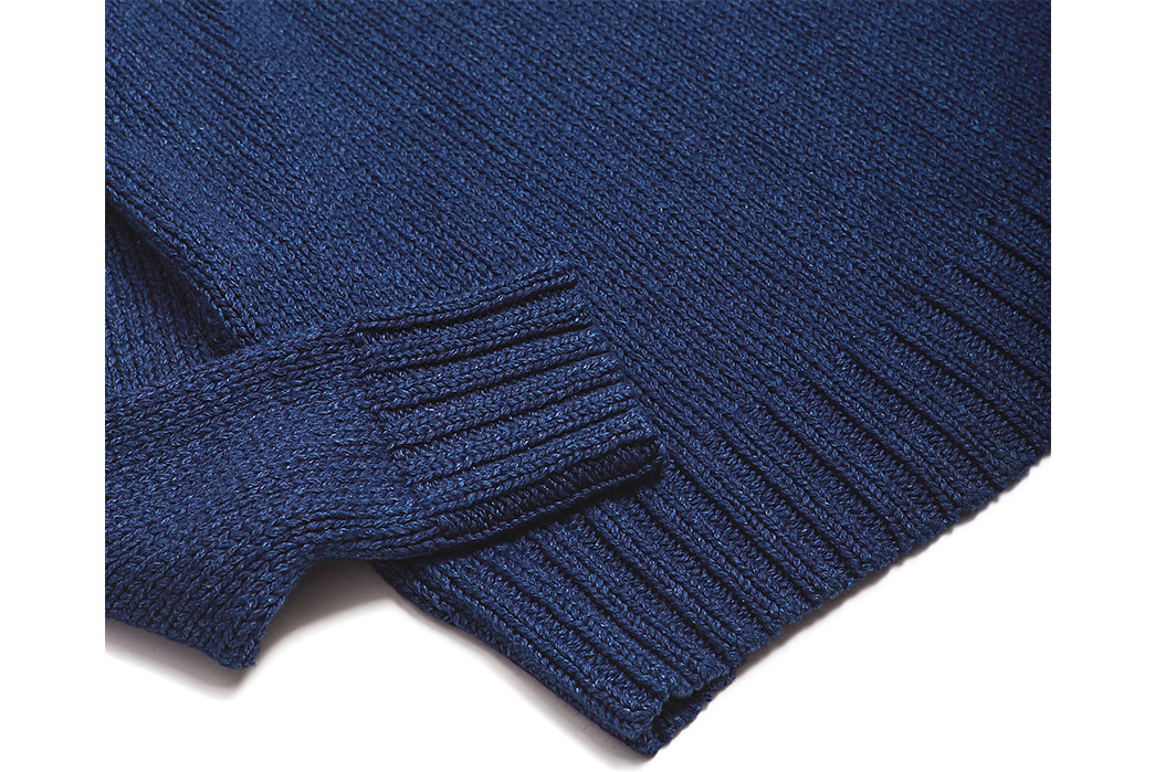 Corridor-Cotton-Crewneck-Sweaters-blue-front-sleeve-and-selvedge