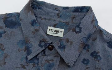 Eat-Dust's-Combat-Shirt-Features-Fading-Indigo-Flowers-collar