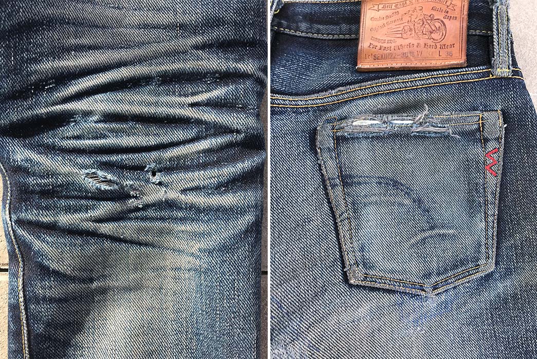Fade-Friday---Iron-Heart-x-Self-Edge-SExIH22-301s-(5-Years,-4-Washes,-1-Soak)-back-leg-and-back-pocket