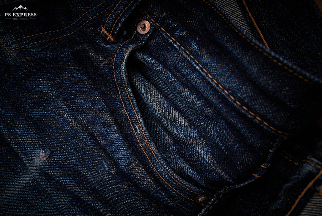 Fade-of-the-Day---Samurai-Jeans-S711VX-17-oz.-(11-Months,-1-Wash,-1-Soak)-front-top-left-pocket