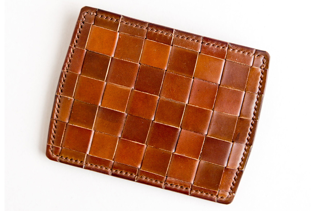 First-Settlement-Goods'-Card-Cases-are-Handwoven-from-Shell-Cordovan-whiskey-and-bourbon-top